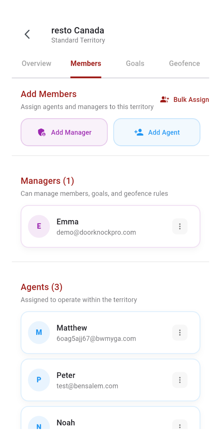 Door Knock Pro team management  field teams  sales team management  lead assignment  team performance